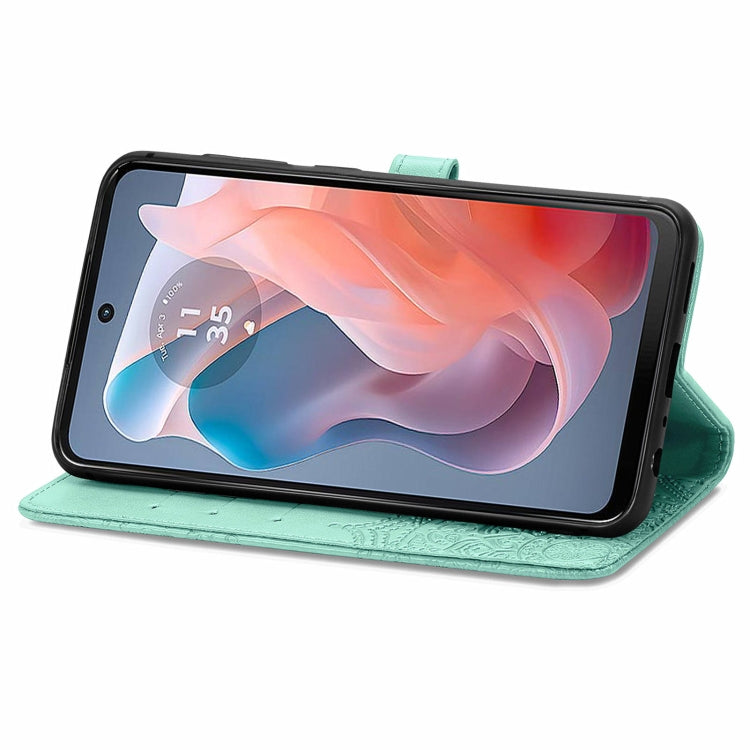 For Motorola Moto G Play 2024 Mandala Flower Embossed Leather Phone Case(Green) by buy2fix