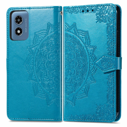 For Motorola Moto G Play 2024 Mandala Flower Embossed Leather Phone Case(Blue) by buy2fix
