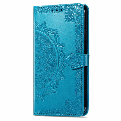 For Motorola Moto G Play 2024 Mandala Flower Embossed Leather Phone Case(Blue) by buy2fix