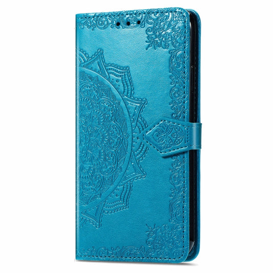 For Motorola Moto G Play 2024 Mandala Flower Embossed Leather Phone Case(Blue) by buy2fix