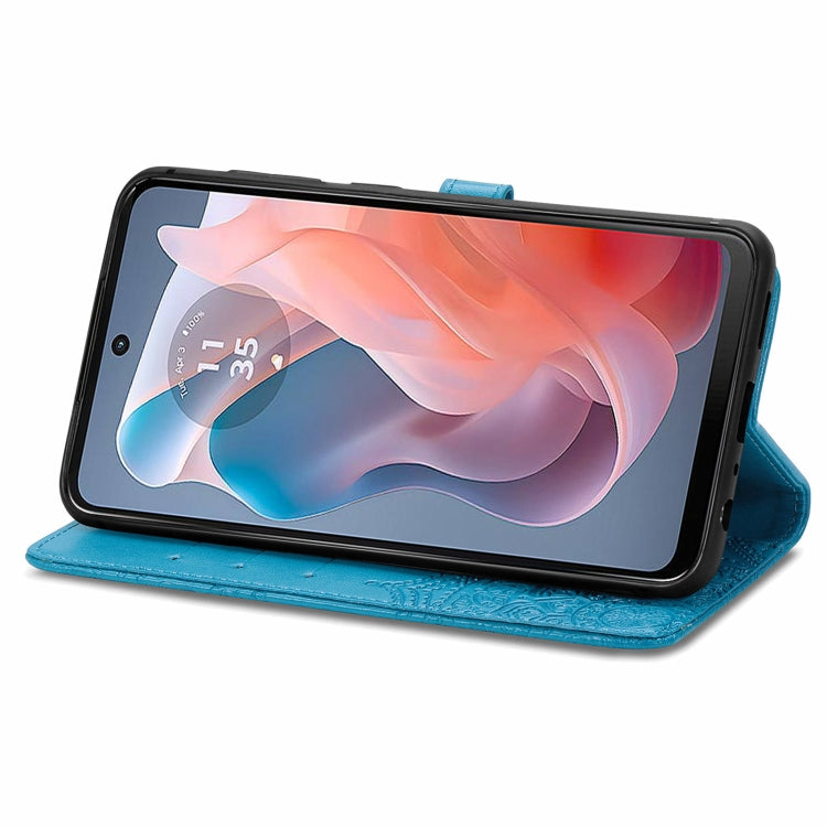 For Motorola Moto G Play 2024 Mandala Flower Embossed Leather Phone Case(Blue) by buy2fix