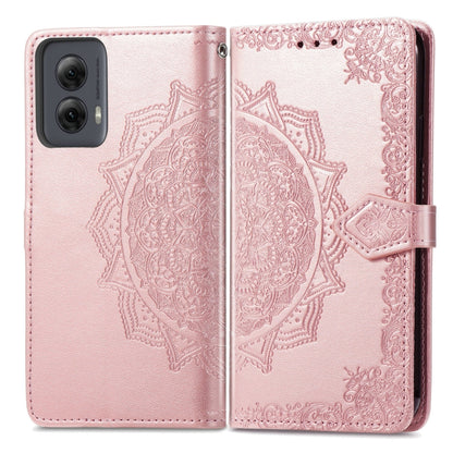 For Motorola Moto G Power 5G 2024 Mandala Flower Embossed Leather Phone Case(Rose Gold) by buy2fix