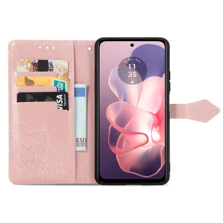 For Motorola Moto G Power 5G 2024 Mandala Flower Embossed Leather Phone Case(Rose Gold) by buy2fix