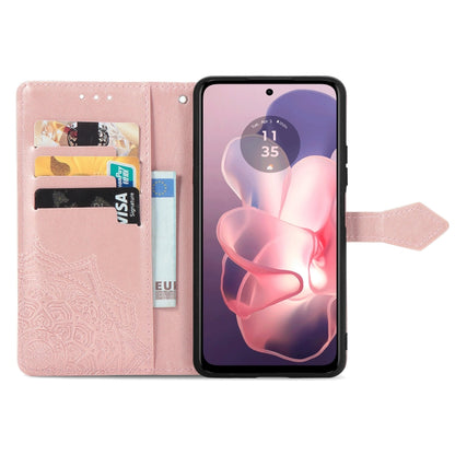 For Motorola Moto G Power 5G 2024 Mandala Flower Embossed Leather Phone Case(Rose Gold) by buy2fix