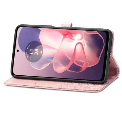 For Motorola Moto G Power 5G 2024 Mandala Flower Embossed Leather Phone Case(Rose Gold) by buy2fix