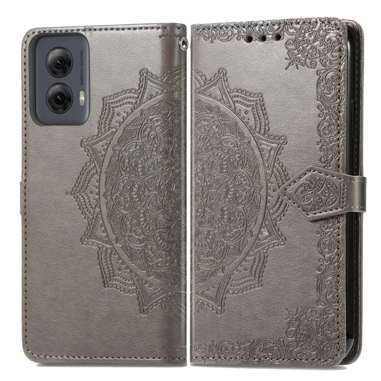 For Motorola Moto G Power 5G 2024 Mandala Flower Embossed Leather Phone Case(Gray) by buy2fix