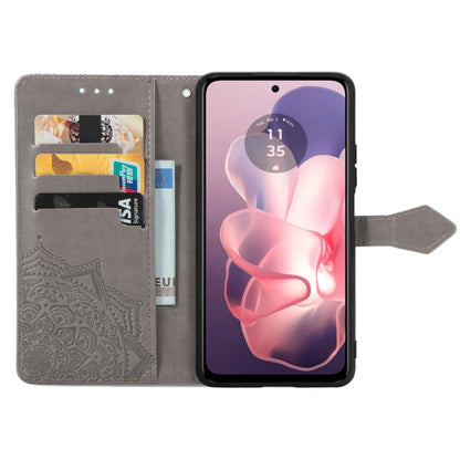 For Motorola Moto G Power 5G 2024 Mandala Flower Embossed Leather Phone Case(Gray) by buy2fix