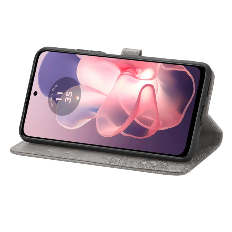 For Motorola Moto G Power 5G 2024 Mandala Flower Embossed Leather Phone Case(Gray) by buy2fix