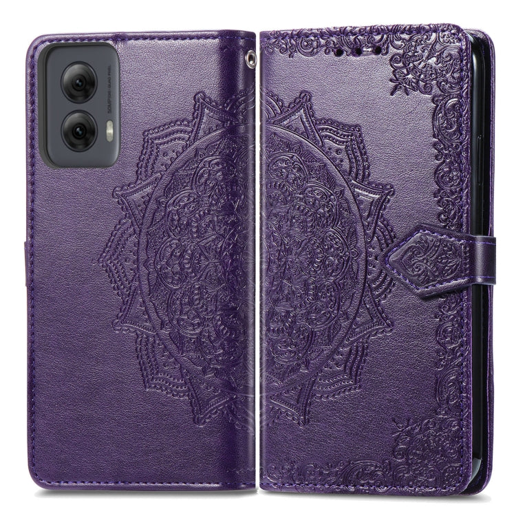 For Motorola Moto G Power 5G 2024 Mandala Flower Embossed Leather Phone Case(Purple) by buy2fix