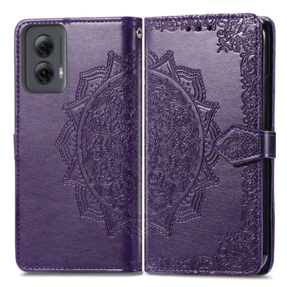 For Motorola Moto G Power 5G 2024 Mandala Flower Embossed Leather Phone Case(Purple) by buy2fix