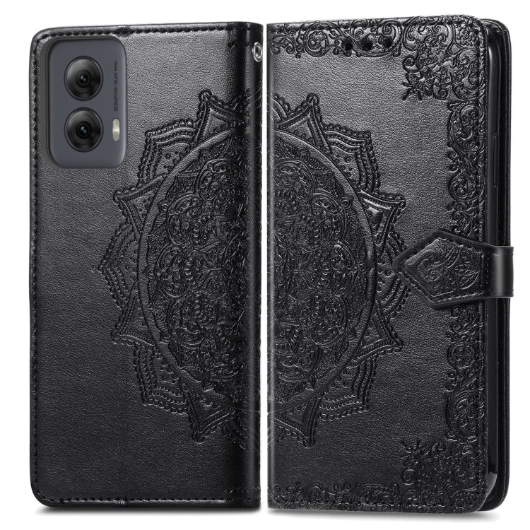 For Motorola Moto G Power 5G 2024 Mandala Flower Embossed Leather Phone Case(Black) by buy2fix