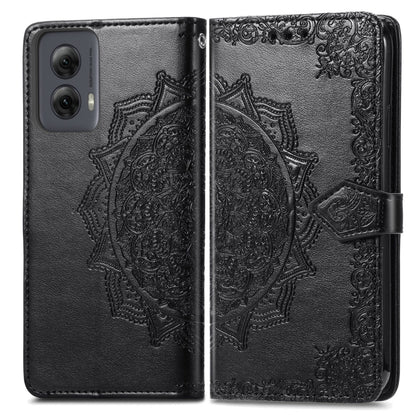 For Motorola Moto G Power 5G 2024 Mandala Flower Embossed Leather Phone Case(Black) by buy2fix