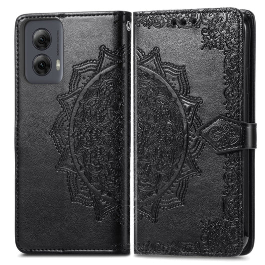 For Motorola Moto G Power 5G 2024 Mandala Flower Embossed Leather Phone Case(Black) by buy2fix