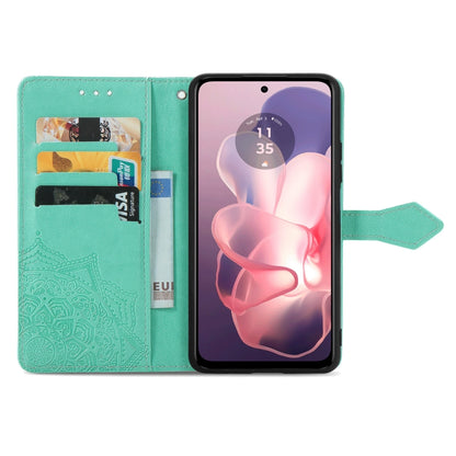 For Motorola Moto G Power 5G 2024 Mandala Flower Embossed Leather Phone Case(Green) by buy2fix