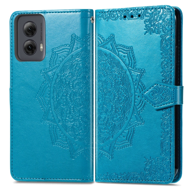 For Motorola Moto G Power 5G 2024 Mandala Flower Embossed Leather Phone Case(Blue) by buy2fix