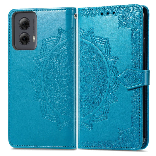 For Motorola Moto G Power 5G 2024 Mandala Flower Embossed Leather Phone Case(Blue) by buy2fix
