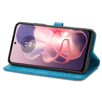 For Motorola Moto G Power 5G 2024 Mandala Flower Embossed Leather Phone Case(Blue) by buy2fix