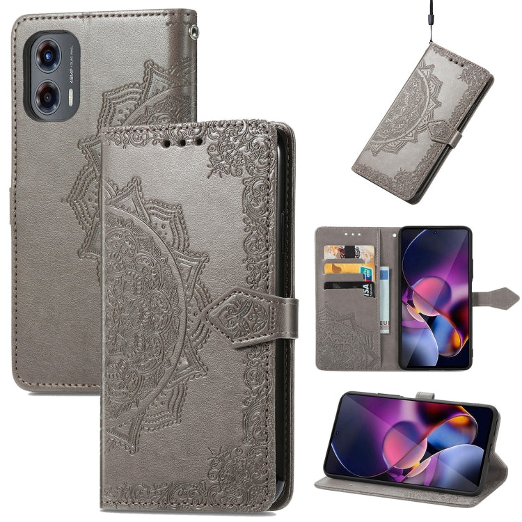 For Motorola Moto G Stylus 5G 2024 Mandala Flower Embossed Leather Phone Case(Gray) by buy2fix