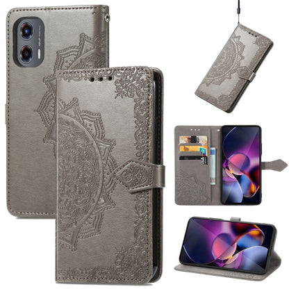 For Motorola Moto G Stylus 5G 2024 Mandala Flower Embossed Leather Phone Case(Gray) by buy2fix