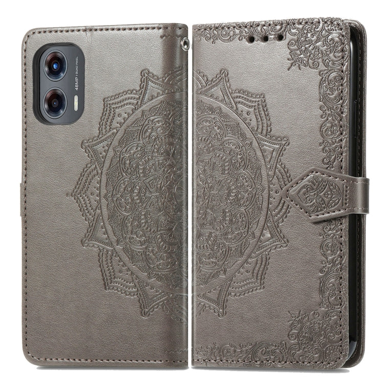 For Motorola Moto G Stylus 5G 2024 Mandala Flower Embossed Leather Phone Case(Gray) by buy2fix