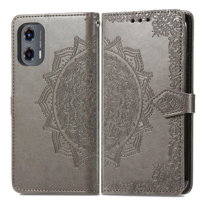 For Motorola Moto G Stylus 5G 2024 Mandala Flower Embossed Leather Phone Case(Gray) by buy2fix