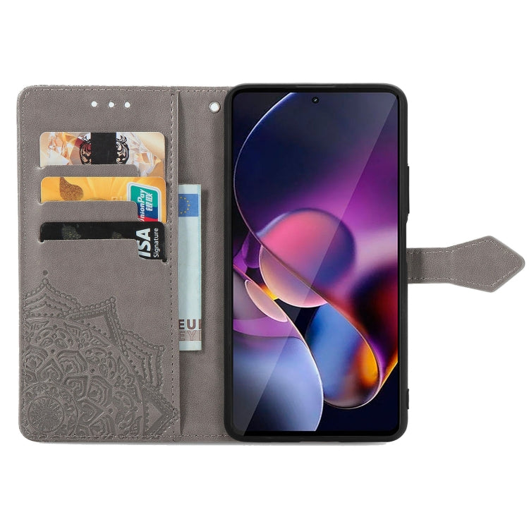 For Motorola Moto G Stylus 5G 2024 Mandala Flower Embossed Leather Phone Case(Gray) by buy2fix