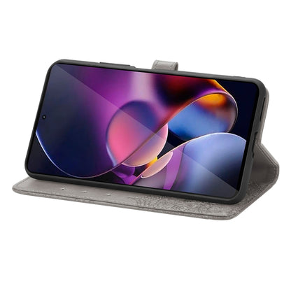 For Motorola Moto G Stylus 5G 2024 Mandala Flower Embossed Leather Phone Case(Gray) by buy2fix