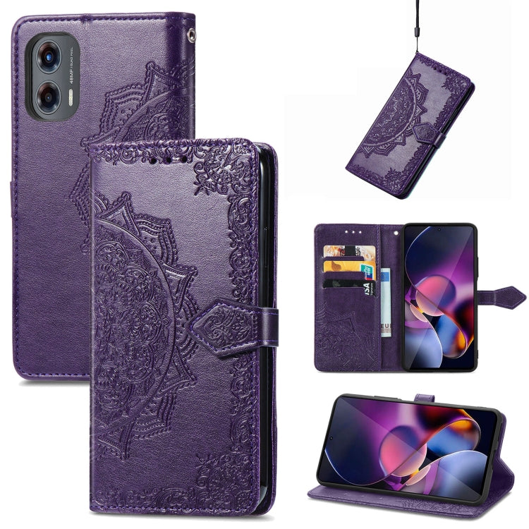 For Motorola Moto G Stylus 5G 2024 Mandala Flower Embossed Leather Phone Case(Purple) by buy2fix