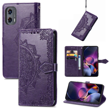 For Motorola Moto G Stylus 5G 2024 Mandala Flower Embossed Leather Phone Case(Purple) by buy2fix