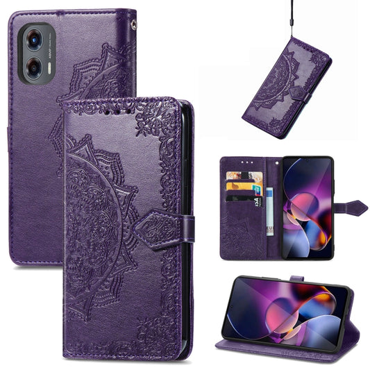 For Motorola Moto G Stylus 5G 2024 Mandala Flower Embossed Leather Phone Case(Purple) by buy2fix