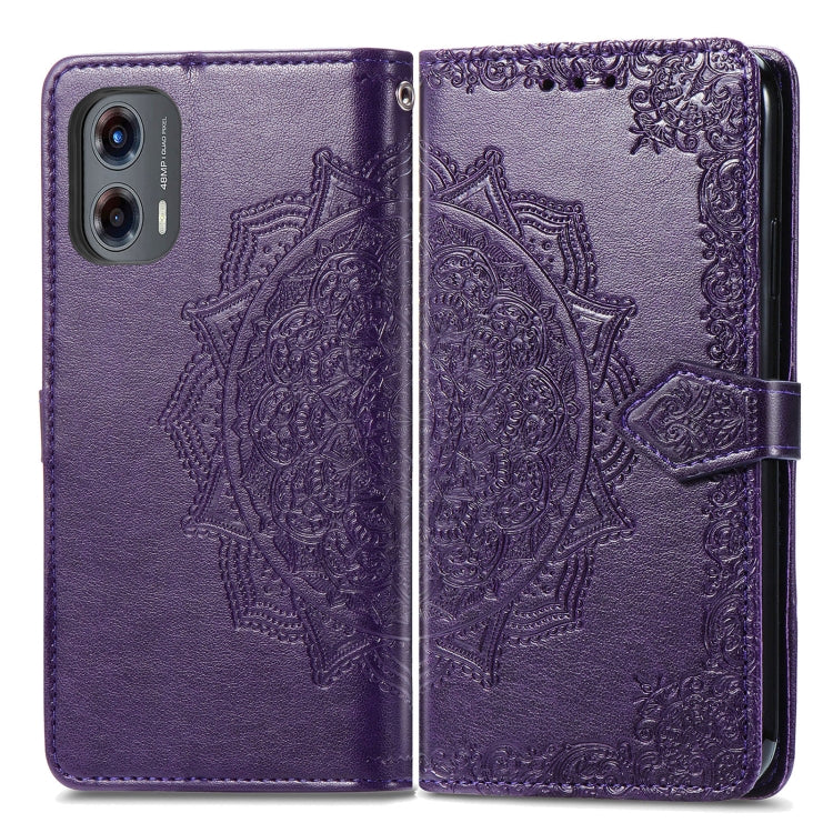 For Motorola Moto G Stylus 5G 2024 Mandala Flower Embossed Leather Phone Case(Purple) by buy2fix