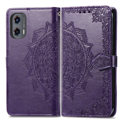 For Motorola Moto G Stylus 5G 2024 Mandala Flower Embossed Leather Phone Case(Purple) by buy2fix