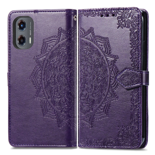 For Motorola Moto G Stylus 5G 2024 Mandala Flower Embossed Leather Phone Case(Purple) by buy2fix
