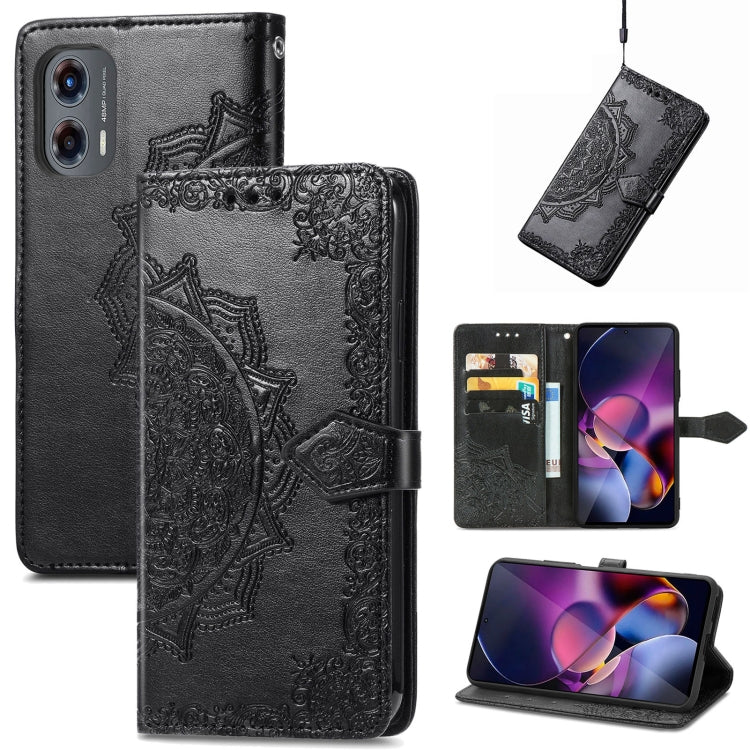 For Motorola Moto G Stylus 5G 2024 Mandala Flower Embossed Leather Phone Case(Black) by buy2fix