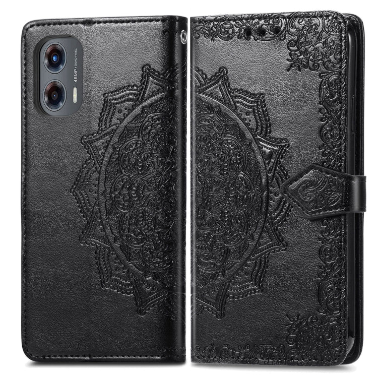 For Motorola Moto G Stylus 5G 2024 Mandala Flower Embossed Leather Phone Case(Black) by buy2fix