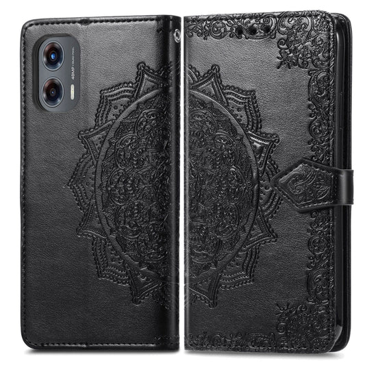 For Motorola Moto G Stylus 5G 2024 Mandala Flower Embossed Leather Phone Case(Black) by buy2fix