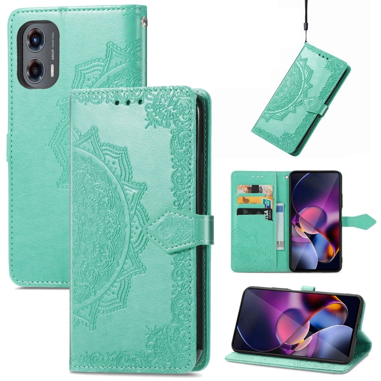 For Motorola Moto G Stylus 5G 2024 Mandala Flower Embossed Leather Phone Case(Green) by buy2fix