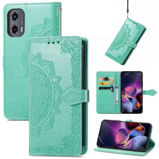 For Motorola Moto G Stylus 5G 2024 Mandala Flower Embossed Leather Phone Case(Green) by buy2fix