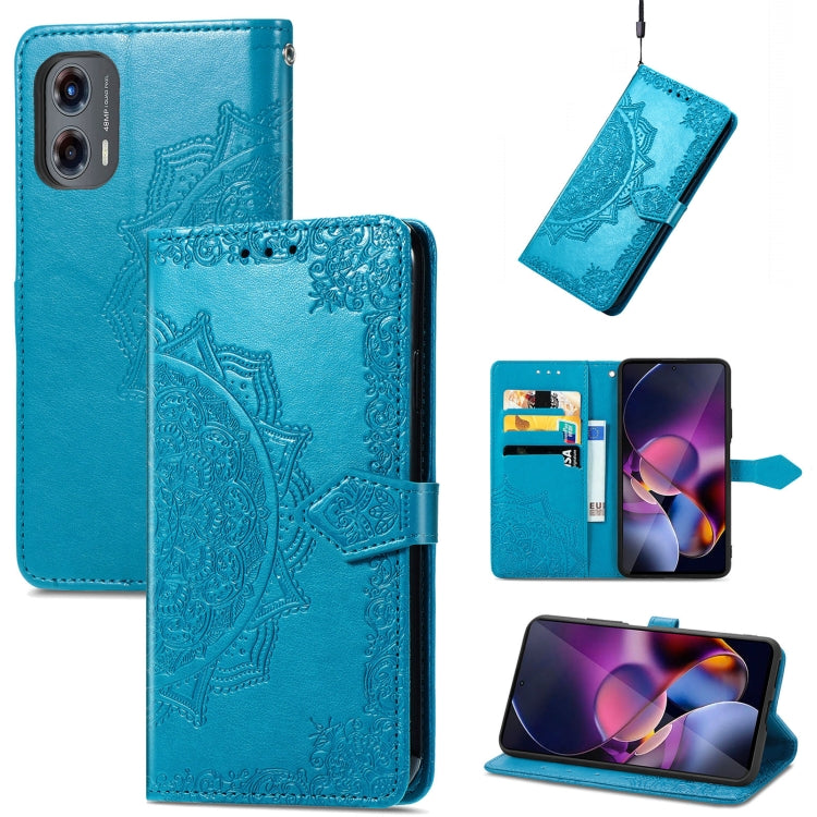 For Motorola Moto G Stylus 5G 2024 Mandala Flower Embossed Leather Phone Case(Blue) by buy2fix