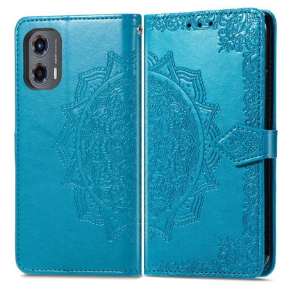 For Motorola Moto G Stylus 5G 2024 Mandala Flower Embossed Leather Phone Case(Blue) by buy2fix