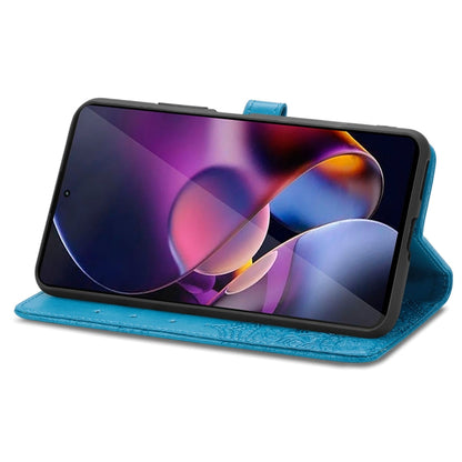 For Motorola Moto G Stylus 5G 2024 Mandala Flower Embossed Leather Phone Case(Blue) by buy2fix