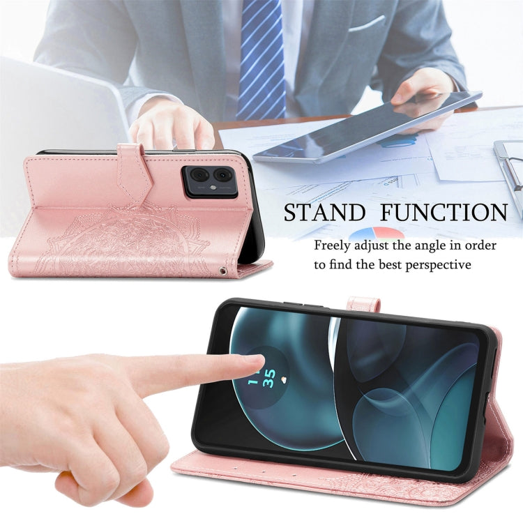 For Motorola Moto G Stylus 5G 2024 Mandala Flower Embossed Leather Phone Case(Rose Gold) by buy2fix
