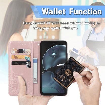 For Motorola Moto G Play 2024 Mandala Flower Embossed Leather Phone Case(Rose Gold) by buy2fix
