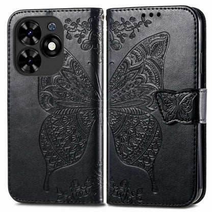 For Tecno Spark Go 2024 Butterfly Love Flower Embossed Leather Phone Case(Black) by buy2fix