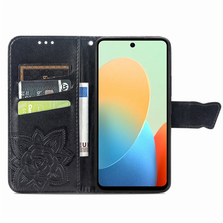 For Tecno Spark Go 2024 Butterfly Love Flower Embossed Leather Phone Case(Black) by buy2fix