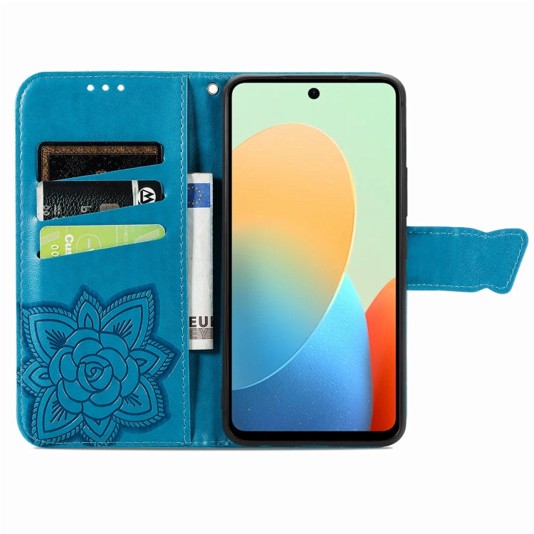 For Tecno Spark Go 2024 Butterfly Love Flower Embossed Leather Phone Case(Blue) by buy2fix