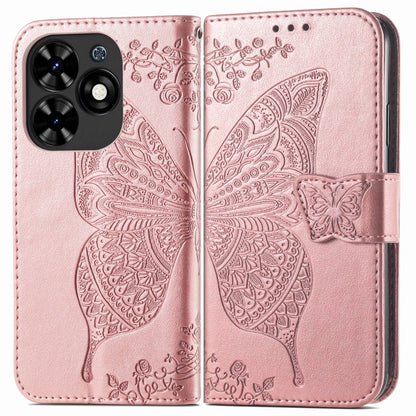 For Tecno Spark Go 2024 Butterfly Love Flower Embossed Leather Phone Case(Rose Gold) by buy2fix