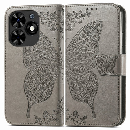 For Tecno Spark Go 2024 Butterfly Love Flower Embossed Leather Phone Case(Gray) by buy2fix