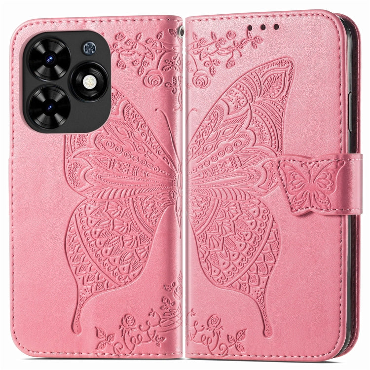 For Tecno Spark Go 2024 Butterfly Love Flower Embossed Leather Phone Case(Pink) by buy2fix