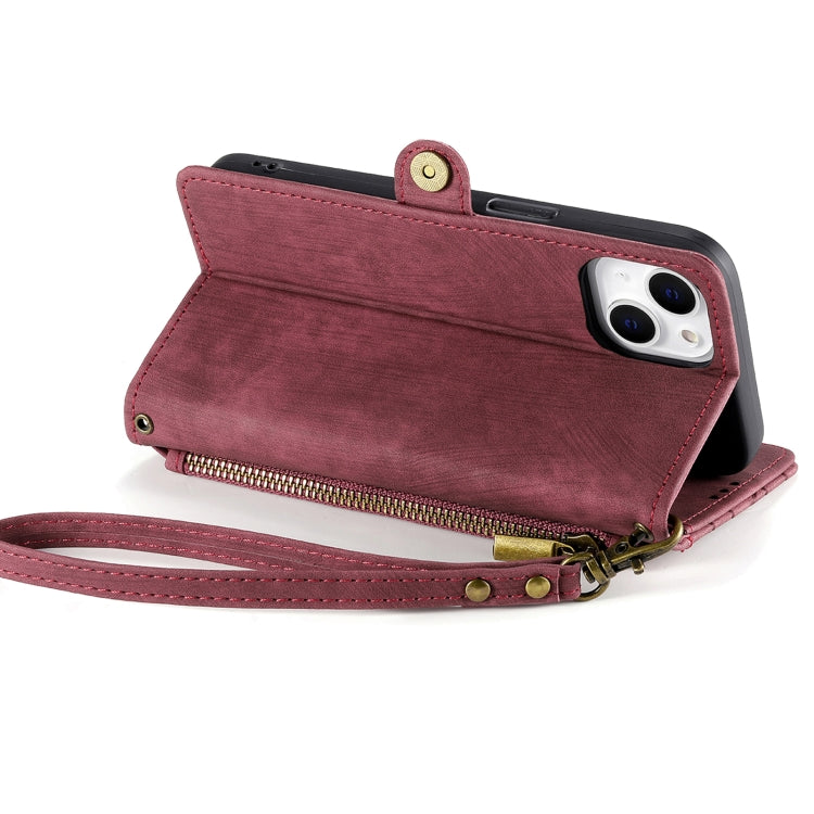 For iPhone 15 Pro Max Geometric Zipper Wallet Side Buckle Leather Phone Case(Red) - iPhone 15 Pro Max Cases by buy2fix | Online Shopping UK | buy2fix
